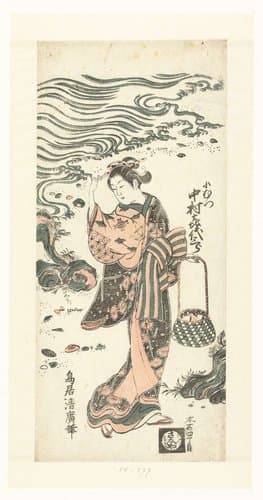 Actor in a Female Role on the Beach by Torii Kiyohiro
