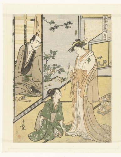 Scene in het Daifukuya huis by Torii Kiyonaga