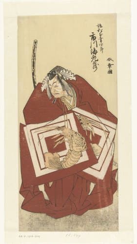 Acteur Ichikawa Ebizo II in een shibaraku rol by Katsukawa Shunsho