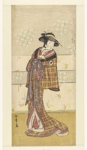 Acteur Iwai Hanshiro IV in de rol van courtisane by Katsukawa Shunsho