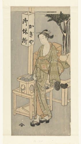 Osen bij de Kagiya theekraam by Harunobu-school