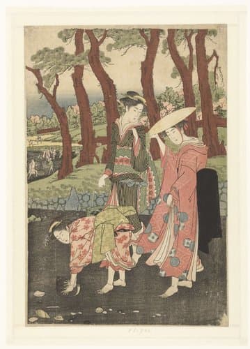 Vissen en schelpen verzamelen bij laag water by Utagawa Toyokuni (I)