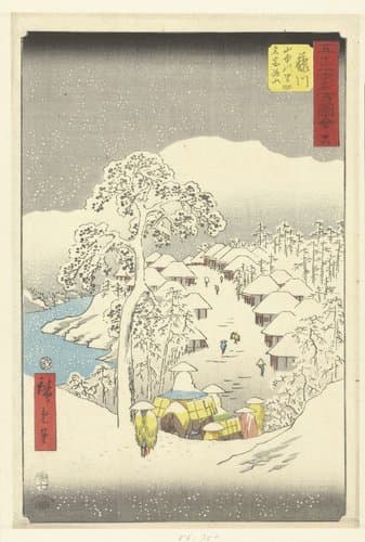 Fujikawa, een bergdorp ook wel Fujiyama genoemd by Hiroshige (I) , Utagawa