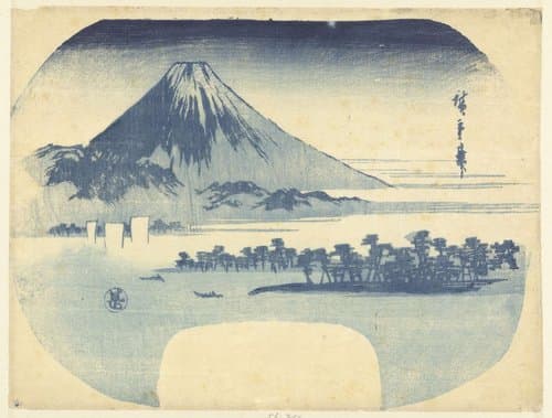 Fuji en het pijnboombos te Mio by Hiroshige (I) , Utagawa