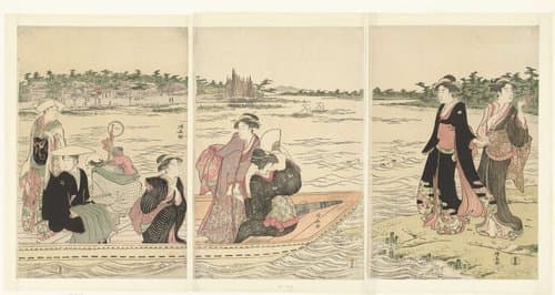 Veerboot op de rivier de Sumida by Torii Kiyonaga