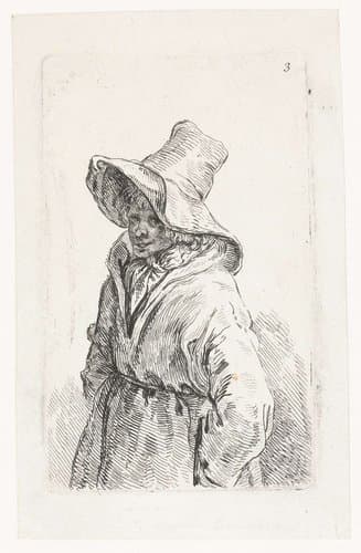 Vrouw met een grote hoed by François Boucher