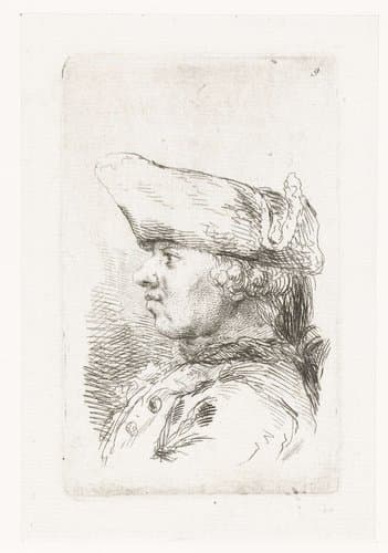Hoofd van man met tricorne by François Boucher