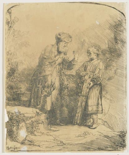 Abraham en Isaac by Rembrandt van Rijn