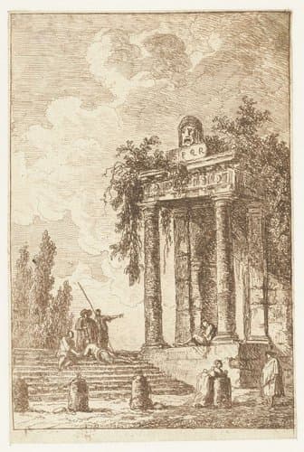 Trap met de vier grenspalen by Hubert Robert