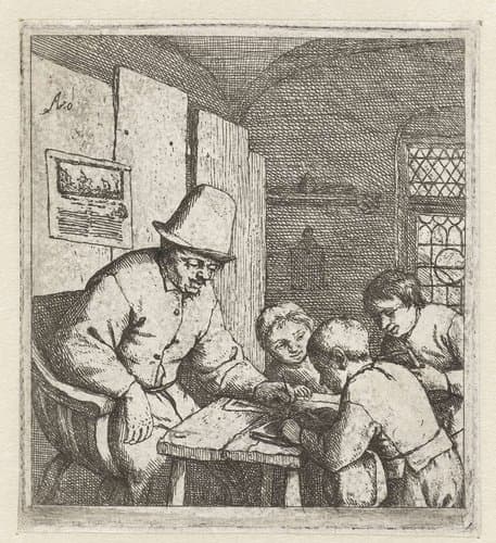De schoolmeester by Adriaen van Ostade