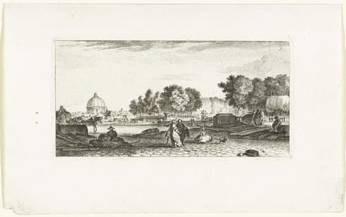 Gezicht op de Dôme des Invalides te Parijs by Jeanne Françoise Ozanne