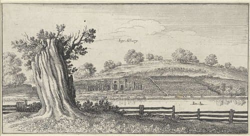 Rivierlandschap met boomstronk nabij Albury by Wenceslaus Hollar