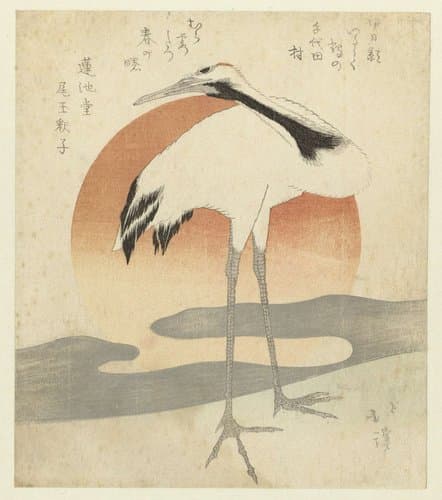 Kraanvogel voor de eerste zonsopgang van het jaar by Totoya Hokkei