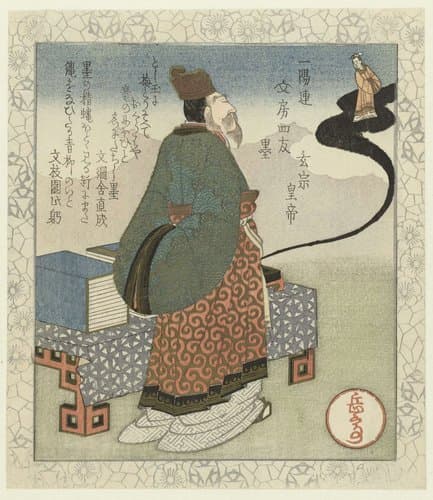 De vier kameraden van de schrijftafel van de Ichiyôren by Yashima Gakutei