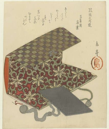 Pouch and Mirror by Yashima Gakutei