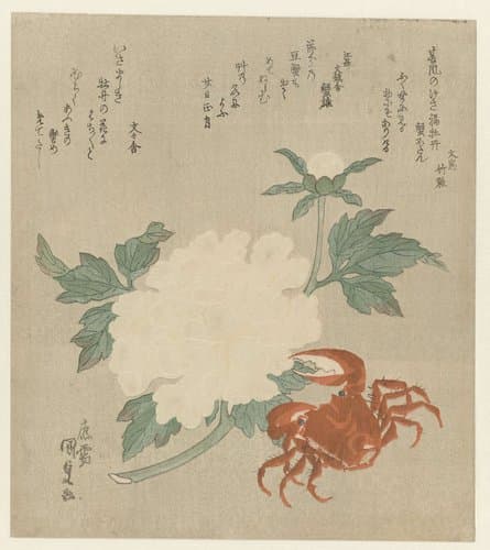 Pioenroos met krab by Utagawa Kunisada (I)