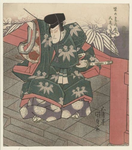 Man bij de ingang van een tempel by Utagawa Kunisada (I)