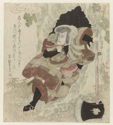 Man met bijl stapt uit een boom by Utagawa Kunisada (I)