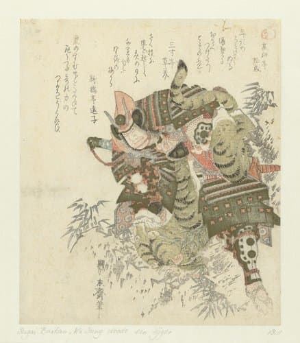 Katô Kiyomasa doodt een tijger by Sugai Baikan