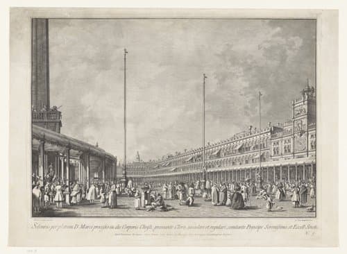 Christelijke processie onder de galerijen rond het San Marco Plein