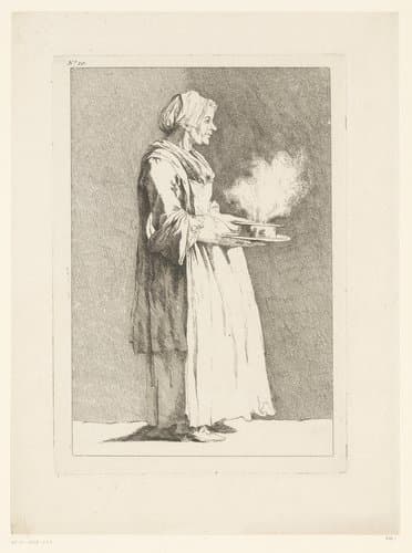 Karikatuur van een vrouw met maaltijd by marquis de Rémoville Lalive de Jully Ange Laurent de
