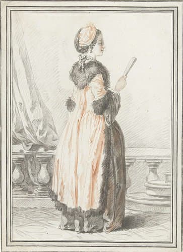 Staande vrouw met waaier in hand by Gilles Demarteau