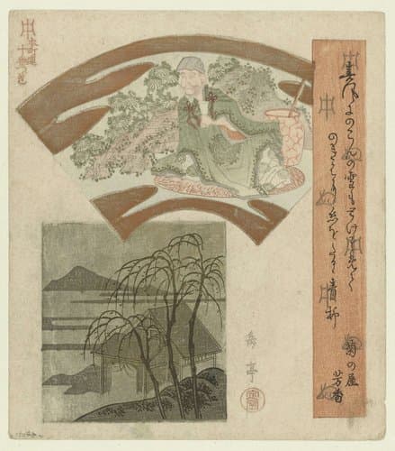 Een Chinese wijsgeer en landschap met wilgen by Yashima Gakutei