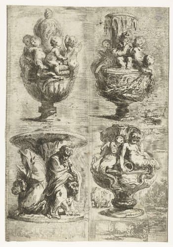 Vier vazen by Gabriel Jacques de Saint-Aubin