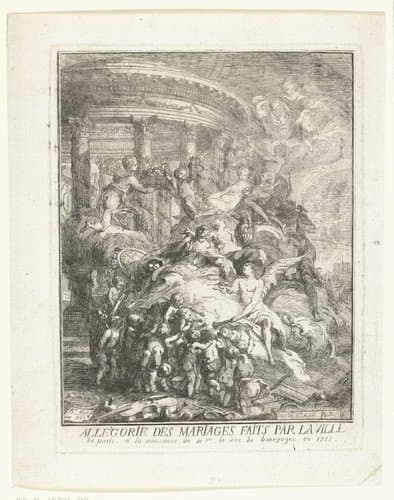 Allegorie ter ere van de geboorte van de hertog van Bourgandië by Gabriel Jacques de Saint-Aubin