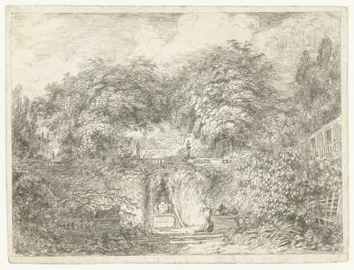 Het park gezien vanuit de Villa d'Este by Jean Honoré Fragonard
