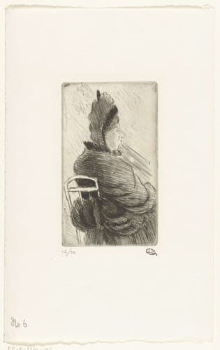 Oudere dame op een tuinstoel by Lucien Pissarro