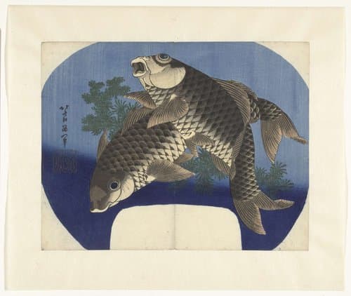 Twee karpers by Katsushika Hokusai
