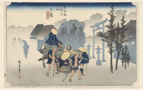 Mishima in ochtendmist by Hiroshige (I) , Utagawa
