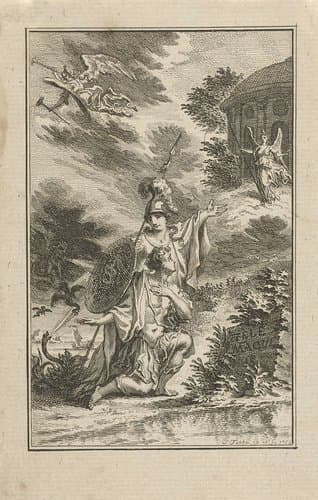Minerva en Telemachus voor een tempel by Simon Fokke