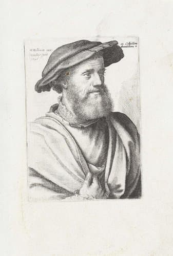 Portret van een man met baard en bonnet by Wenceslaus Hollar