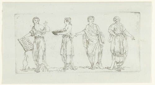 Vier Romeinse figuren by Philippe Louis Parizeau