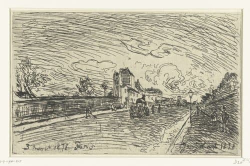 Uitgang van ziekenhuis Cochin (Faubourg Saint-Jacques, Parijs) by Johan Barthold Jongkind