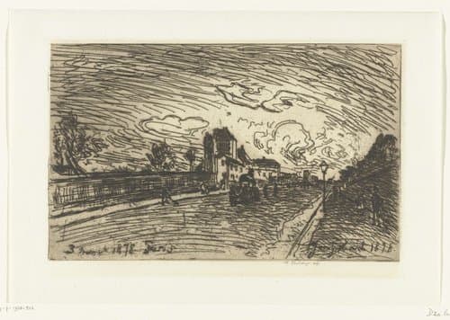 Uitgang van ziekenhuis Cochin (Faubourg Saint-Jacques by Johan Barthold Jongkind