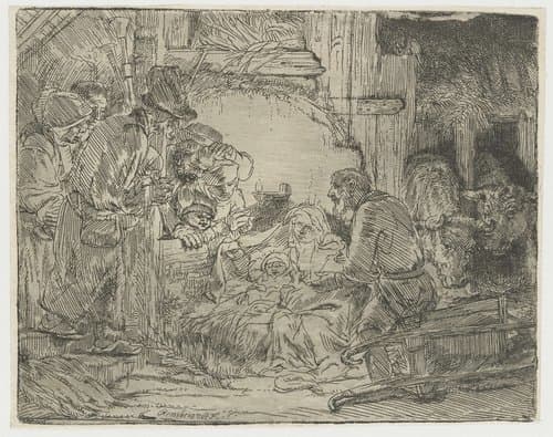 The adoration of the shepherds: with the lamp by Rembrandt van Rijn