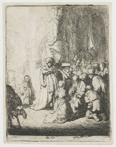 Presentation in the temple with the angel: small plate by Rembrandt van Rijn