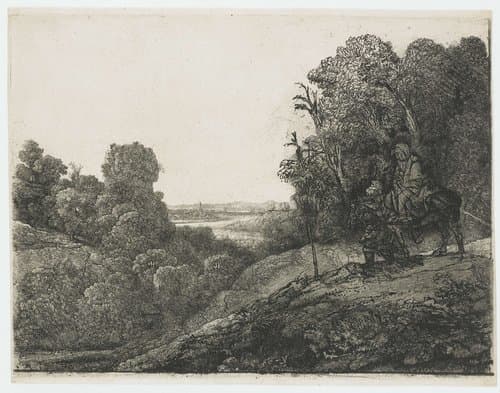 De vlucht naar Egypte: op een plaat van Seghers by Rembrandt van Rijn