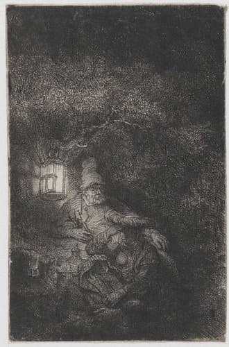 The rest on the flight into Egypt: a night piece by Rembrandt van Rijn