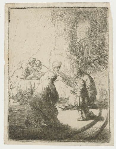 Christ disputing with the Doctors: small plate by Rembrandt van Rijn