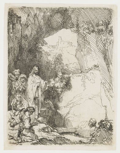 De opwekking van Lazarus: kleine plaat by Rembrandt van Rijn