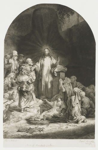 The Hundred Guilder Print: the central piece with Christ preaching by Rembrandt van Rijn