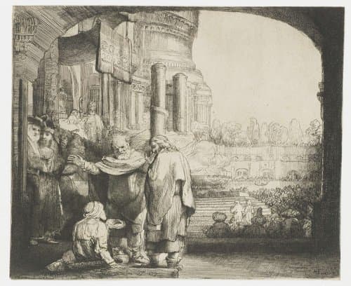 Peter and John healing the cripple at the gate of the temple by Rembrandt van Rijn
