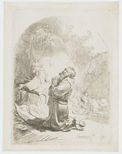 St Jerome praying: arched by Rembrandt van Rijn