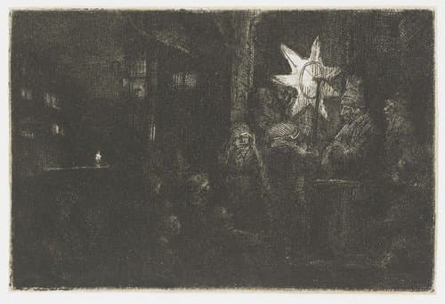 Driekoningen: een nachtstuk by Rembrandt van Rijn
