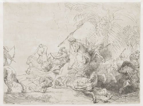The large lion hunt by Rembrandt van Rijn
