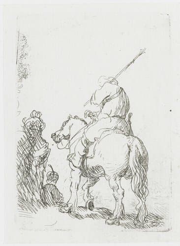 Turbaned soldier on horseback by Rembrandt van Rijn